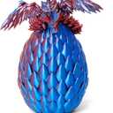 3D Printed Flying Dragon in Egg - Red Mix Blue - Surprise Easter Egg with Flexible Winged Dragon Inside, Mystery Beautiful Fidget Toy, Birthday Gift, Desk Figure Decor (Red Mix Blue)