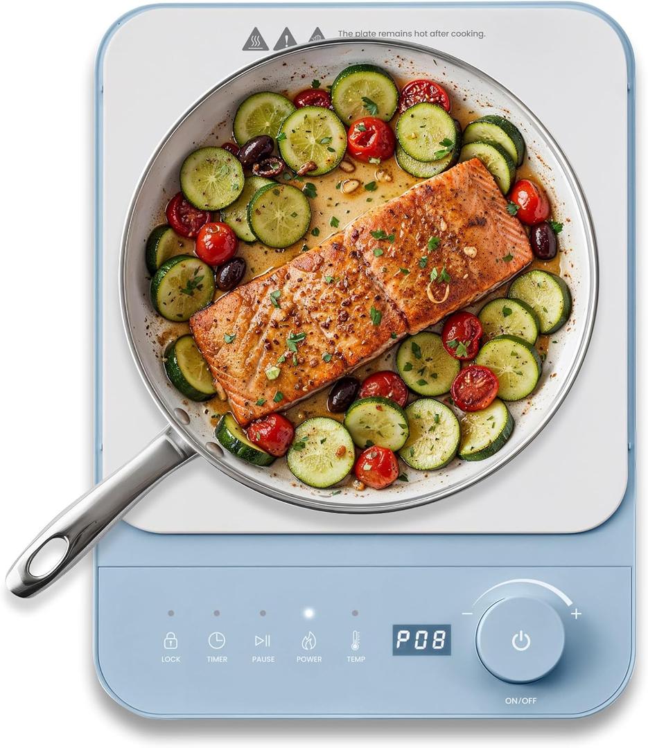 Elite Gourmet Slim Portable Induction Cooktop, 1500W Countertop Burner with 10 Power Levels & Temperature Control (140F465F), Ultra-Slim 2" Design, Digital Touch Controls, Timer & Child Lock