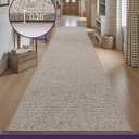 DEXI Hallway Runner Rug 2'6''x7', Non Slip Low Pile Entryway Rug Runners with Rubber Backing, Dirt Trapping Hallways Floor Carpet for Indoor Hall Kitchen Bedroom Bathroom Laundry Room, Beige