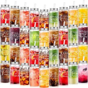 Skylety 36 Pcs Employee Appreciation Gifts Bulk 13.5 oz Thank You Cups with Lids and Straws Reusable Plastic Tumbler Gift Drinking Cups Bulk for Coworker Volunteer Staff Teacher