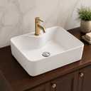 NUESTRA VIDA 19"x14.6" White Ceramic Rectangular Vessel Sink, Modern Above Counter Bathroom Art Basin with Faucet Hole, 19“ x 14.6” x 5.1“