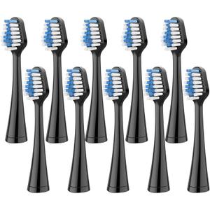 Replacement Toothbrush Heads for Waterpik Complete Care 5.0/9.0 Tooth Brush, Compatible for AquaSonic Duo and Home Dental Center Electric Toothbrush, 10 Count, Black