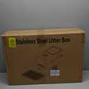 Stainless Steel Litter Box with Lid: XL Extra Large Cat Litter Box for Big Cats, Enclosed Kitty Litter Boxes with Drawer, High Sided Metal Cat Box with Scoop, Front & Top Entry, Odor Free, Non-Stick (25'' x 17'' x 16'')