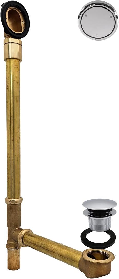 Westbrass 22" Deep Soak Tip-Toe Drain Bath Waste Overflow with Ball Joint, Polished Chrome, 7931817BJCHM-26