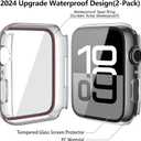 2 x Misxi [2 Pack] Waterproof Hard Case with Tempered Glass Compatible with Apple Watch Series 11 (2025) Series 10 42mm, Ultra-Thin Anti-Fall Cover for iWatch Screen Protector, Crystal Transparent