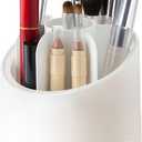 360 Rotate Makeup Brush Holder Organizer, Makeup Organizers Countertop, Dustproof Beauty Brushes Storage Makeup organization and Skincare Storage for Vanity, Desktop, Bathroom (White)