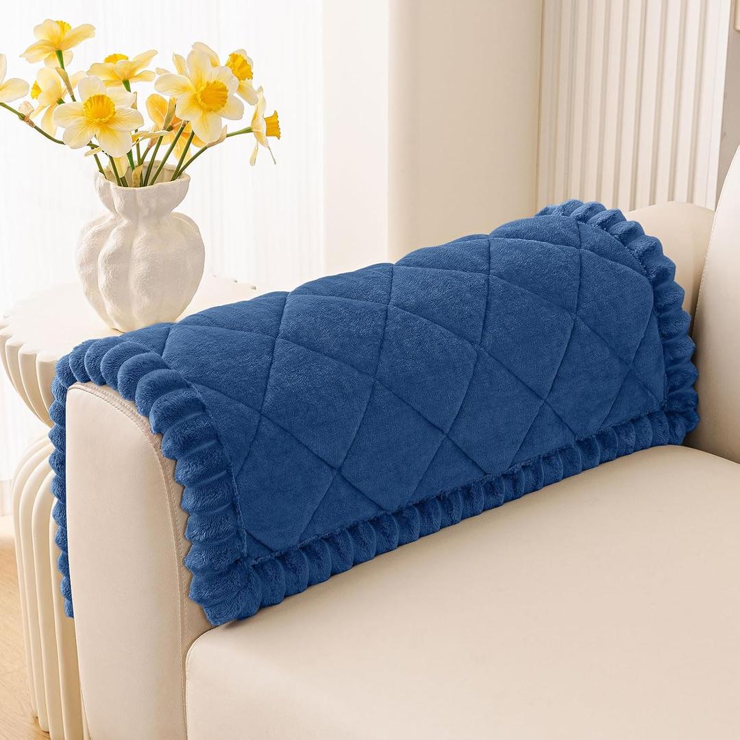 Smiry Fuzzy Couch Cover for Dogs, Non Slip Washable Pet Sofa Cover, Scratch Proof Hair Resistant Plush Sofa Slipcover, Pet Friendly Couch Cushion Protector for Cat, Navy, 27.6" x 27.6"