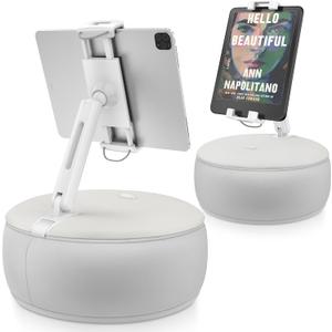 AboveTEK Tablet Pillow Stand Holder for Bed  Ideal Gift for Mom, Hands-Free 360 Swivel iPad/Kindle Pillow Stand for Wife, Grandma  Soft Bean Bag Lap Tablet Holder for 4.7"-12.9" Devices (Grey)
