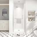 Frameless Pivot Shower Door 28"-30" Wx72 H,1/4"(6mm) Clear Nano Coated (SGCC) Tempered Glass,Reversible Swing Shower Door for Walk-in Shower,Modern Brushed Nickel Finish