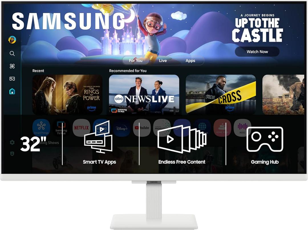 Samsung 32-Inch M5 (M50F) Series FHD Smart Monitor with Streaming TV, Speakers, HDR10, Gaming Hub, Multiple Ports, Workout Tracker, Vision Accessibility Tools, White, LS32FM503ENXZA