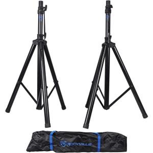 Rockville RVES1 Tripod DJ PA Speaker Stands (Pair) with Carry Bag, Steel Construction, 100 lbs Capacity, Height Adjustable Upto 71 Inches, Perfect for Events and Performances