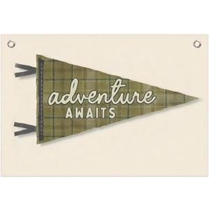 Adventure Awaits Nursery Wall Canvas Banner, Boho Nursery Decor Boy, Vintage Green Adventure Hanging Banner Flag Wall Art Decor for Kids Nursery Toddler Boy Room Bedroom Playroom, 20x30 Inch