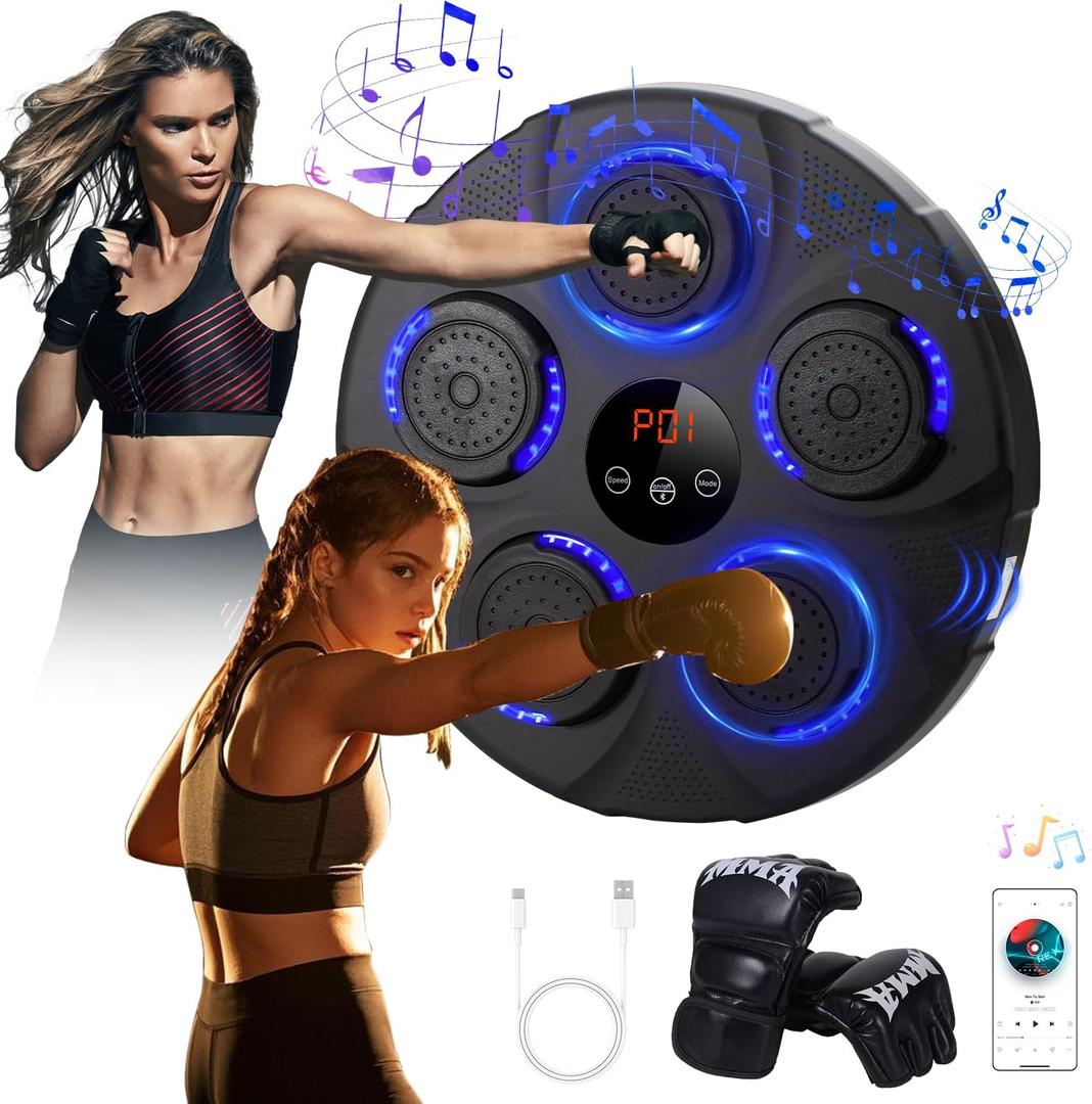 Music Boxing Machine with Boxing Gloves, Wall Mounted Intelligent Bluetooth Music Boxing Trainer (Style-A)