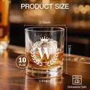 Fathers Day Personalized Whiskey Glasses Gifts for Men, Rocks Old Fashioned Glass, Monogrammed A-Z 10.3 oz Whisky Glasses, Birthday Gift for Him Dad Father Husband Brother Son (W)