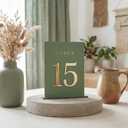 Geelin 20 Pcs Sage Green Wooden Wedding Table Numbers 1-20 with Stands Bulk Rustic Signs for Wedding Reception Bridal Shower Party Restaurant Seating Centerpieces