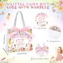 Kolldenn 50 Pcs Fairy Gift Bags 5.5 x 2.4 x 4.7 Inch Fairy Party Favors Bags with Handles and Pink Ribbon Bow Mushroom Goodie Bag for Birthday Baby Shower Bridal Shower Wedding Party Favors