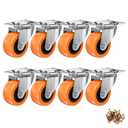 1.5 Inch Casters, ASHGOOB Caster Wheels/Casters Set of 8, 360 Swivel Universal Plate Caster Wheels for Storage Box/Small Furniture/Kitchen Appliances, Orange Polyurethane (PU) Castors (8 Pack)