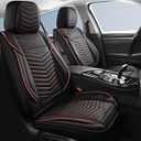 HChengkikz Front Car Seat Cover, Waterproof Faux Leather (Black + Redline)