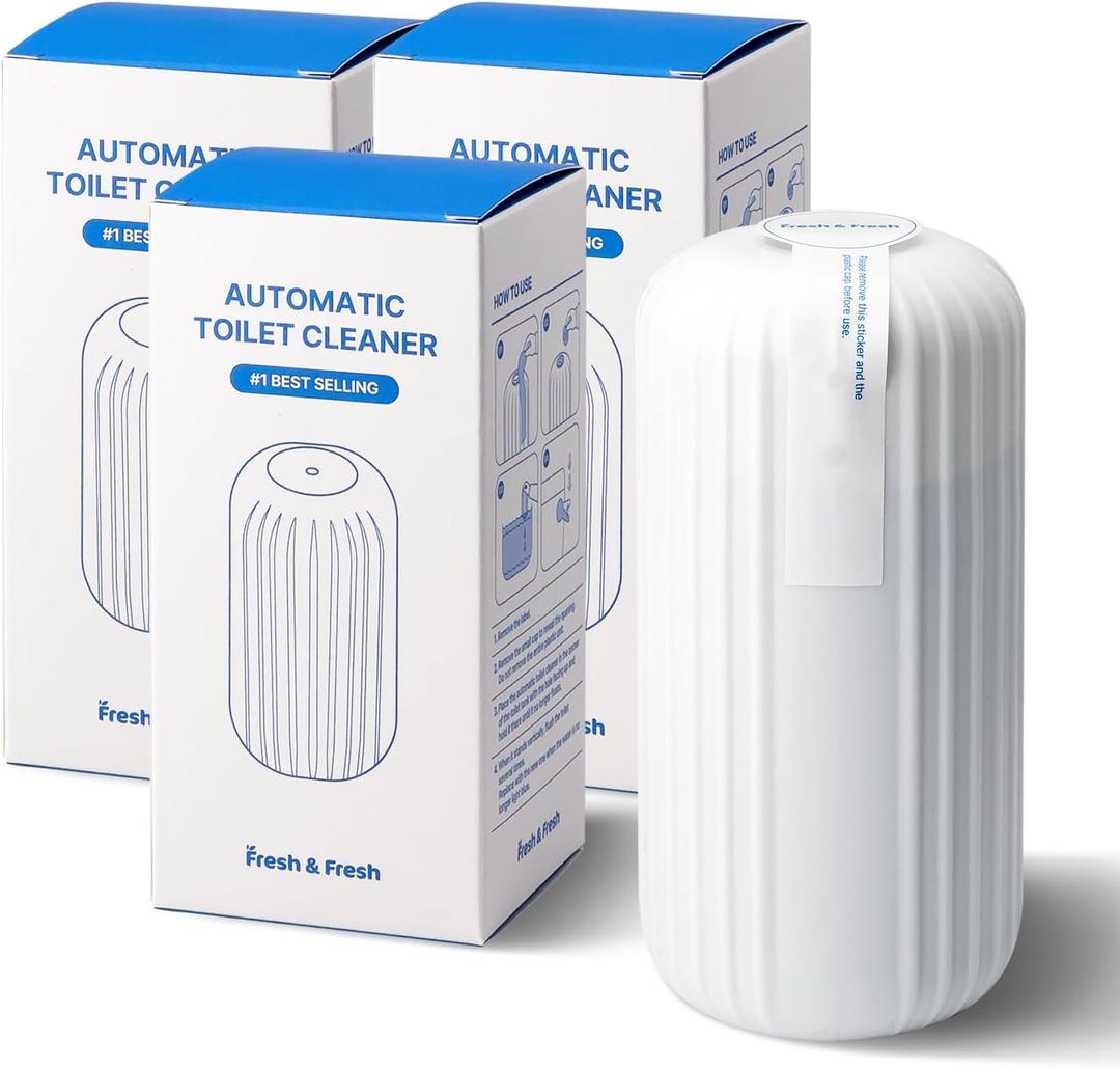Fresh & Fresh Automatic Toilet Bowl Cleaners - 3 Bottles(UPTO 2500 FLUSHES/Bottle), Commercial and Residential Cleaner 3-4 MONTH Lasting Toilet Bowl Cleaner Bottle (1 Count (Pack of 3), Bottle (White))