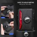 Airtag Wallet for Men, Mens Smart Wallet for Air Tag RFID Blocking, Minimalist Bifold Pop Up Aluminum Credit Card Case Holder 12+ Cards with ID Window, Gift for Men, No Airtag Included, Carbon Fiber