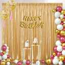B-COOL Sequin Backdrop Gold Curtains 4 Panels 2ftx8ft Glitter Shimmer Fabric Sparkly Drapes for Background Wedding Banquet Party Decorations
