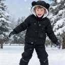 Baby Girls Boys Winter Coat Warm Fleece Jacket for Toddler Kids 6M-12M (Black)