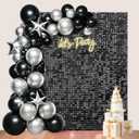 24 Pcs Black Shimmer Wall Backdrop Panels for Party Decoration,4 FT x 6 FT Black Sequin Backdrop for Birthday Graduation Anniversary Engagement