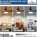 Outdoor Ceiling Fan with Light: 52 Inch 3 Blade Outdoor Fans for Patios - Modern Walnut Ceiling Fan with Dimmable Light Remote Control Ultra Quiet Reversible DC Motor Timer