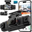 N5 PRO 4K 4 Channel Dash Cam, 360 All-Around View, 1080P Rear and Inside, 5G WiFi 6 - Up to 10MB/s, Built-in GPS, 8 IR Night Vision, G-Sensor, 24H Parking Mode, Free 128GB SD Card Included