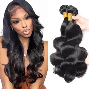 #1b Color Body Wave Human Hair Bundles HuxoWax Unprocessed Virgin Mixed Length 3 Bundles/150g 18 20 22 Inch Natural Black Color Human Hair Extensions