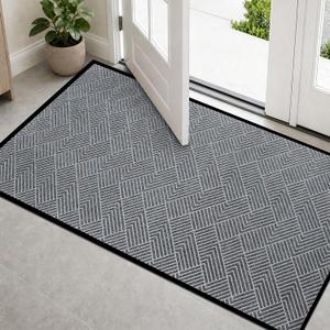 Front Door Mat 3' x 6', Low Profile Heavy Duty Door Mat, Non-Slip Large Commercial Floor Mat, Trap Dirt, Easy Clean Welcome Entry Mat Indoor Outdoor,for Entry, Garage,School,Dark Gray