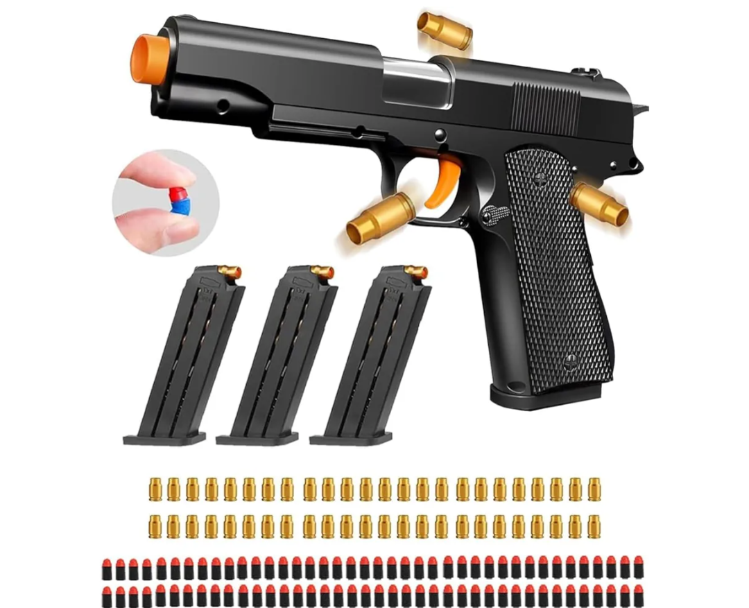 Toy Gun, Shell Ejecting Toy Gun with Soft Bullets, Educational Model Toy Pistol Shooting Game, Gifts for Kids Boys Girls