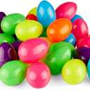 PREXTEX 72 Piece Plastic Large Easter Eggs - 3.5 Inch Empty Eggs Fillable with Candy, Toys or Presents - Vibrant Color Eggs for Easter Basket, Holiday Decoration for Boys and Girls