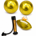 Gold Ball Autograph Football Baseball and Volleyball with Air Pump for Trophies, Awards, Championship Party