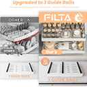 FILTA 2Pack Expandable Pull Out Cabinet Organizer, 21" Deep Slide Out Drawers for Kitchen Cabinets, Heavy Duty Roll Out Shelves with 3-Rail Silent Glide, No-Drill Adhesive or Screw Install, White