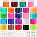 Janinka Gimp String Plastic Lacing Cord Kit with 24 Rolls Gimp Bracelet Cord 24 Pcs Jewelry Lobster Clasp 24 Pcs Key Chain Ring Lanyard Clips Lanyard Snap Hooks(Classic,Normal)