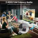 1Mii 2.4GHz (1 TX + 1 RX), Wireless Transmitter Receiver - 200ft Long Range 25ms Low Latency, Wireless Audio Adapter with RCA/AUX 3.5mm, Plug & Play for TV Home Stereo Soundbar PC Speakers Amplifier