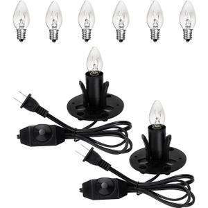 OHLGT Himalayan Salt Lamp Cord Replacement with Dimmer Switch(2-Pack) and E12 Halogen Salt Lamp Bulbs(6-Pack) (B Type Base Scoket)