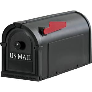 Postal Pro, The Hampton Mailbox, Durable Plastic, Easy to Install, Flag Included, Black