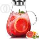 LUNA & MANTHA Glass Pitcher, 86oz Glass Water Pitcher with Lid, Large Hot Cold Water Jug, Borosilicate Drink Jug for Iced Tea, Sangria and Coffee Beverage Carafe with 2 Silicone Rings