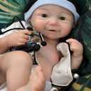 Gileutay 18-inch Soft Full Body Silicone Baby Doll Girl Open Mouth Realistic Reborn Dolls that Look Real Newborn Babies Handmade Toy for Toddler