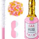 Champagne Piñata for Adults Party Decor Prop Pink Champagne Bottle Piñata with Stick, Blindfold, Confetti for Bridal Bachelorette Wedding 21st Birthday Summer Pool Party Favor Supplies