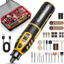 Upgrade 8V Rotary Tool Kit, 25000 RPM High-Performance Multi-Tool with 71 Accessories & 6-Speed Settings, Cordless Engraving Tool for Polishing, Grinding, Sanding, Drilling, Wood Carving, DIY Crafts