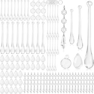105 Pcs Christmas Tree Decoration Crystal Ornaments Clear Acrylic Hanging Teardrop Chandelier Garland Pendant Ornaments for Xmas Wedding Party Home Decor