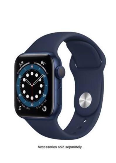 Apple Watch Series 6 (GPS) 40mm Aluminum Case with Deep Navy Sport Band - Blue - (2020)