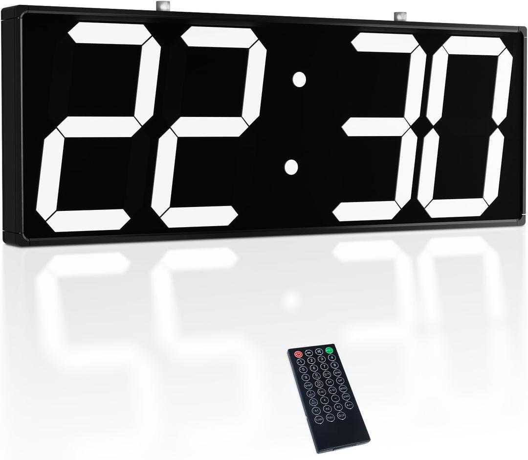 CHKOSDA Digital Wall Clock with Double Sided Display, Large Digital Clock with Timer,Alarm,Temperature and Date,Two Faced Hanging Digital Clock Large Display for Multiple Public Places(White)