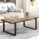 FOLUBAN Rustic Coffee Table, Modern Wood and Metal Industrial Center Table for Living Room, 47 Inch Oak