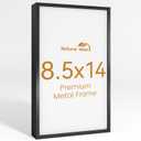 8.5x14 Aluminum Metal Picture Frame,Tempered Glass Black Photo Frame 8.5x14 for Family Photo,Posters,Art,Document to Wall Mount Horizontally or Vertically