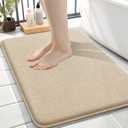 OLANLY Thick Memory Foam Small Bathroom Rugs 24x16, Extra Soft Absorbent Bathroom Mat, Quick Dry Bath Mat, Non-Slip, Machine Washable Carpet for Bathroom, Tub and Shower, Home Decor Accessories, Beige