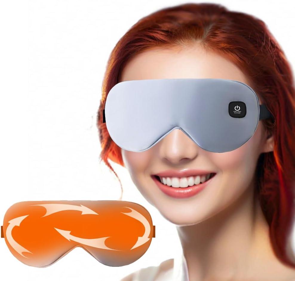 Cordless Heated Eye Mask, Blue, Fabric Blend, Adult, Eye Mask, Pull On, Warm Eye Compress for Eye Fatigue, Dry Eyes, Sinus, Blepharitis, MGD